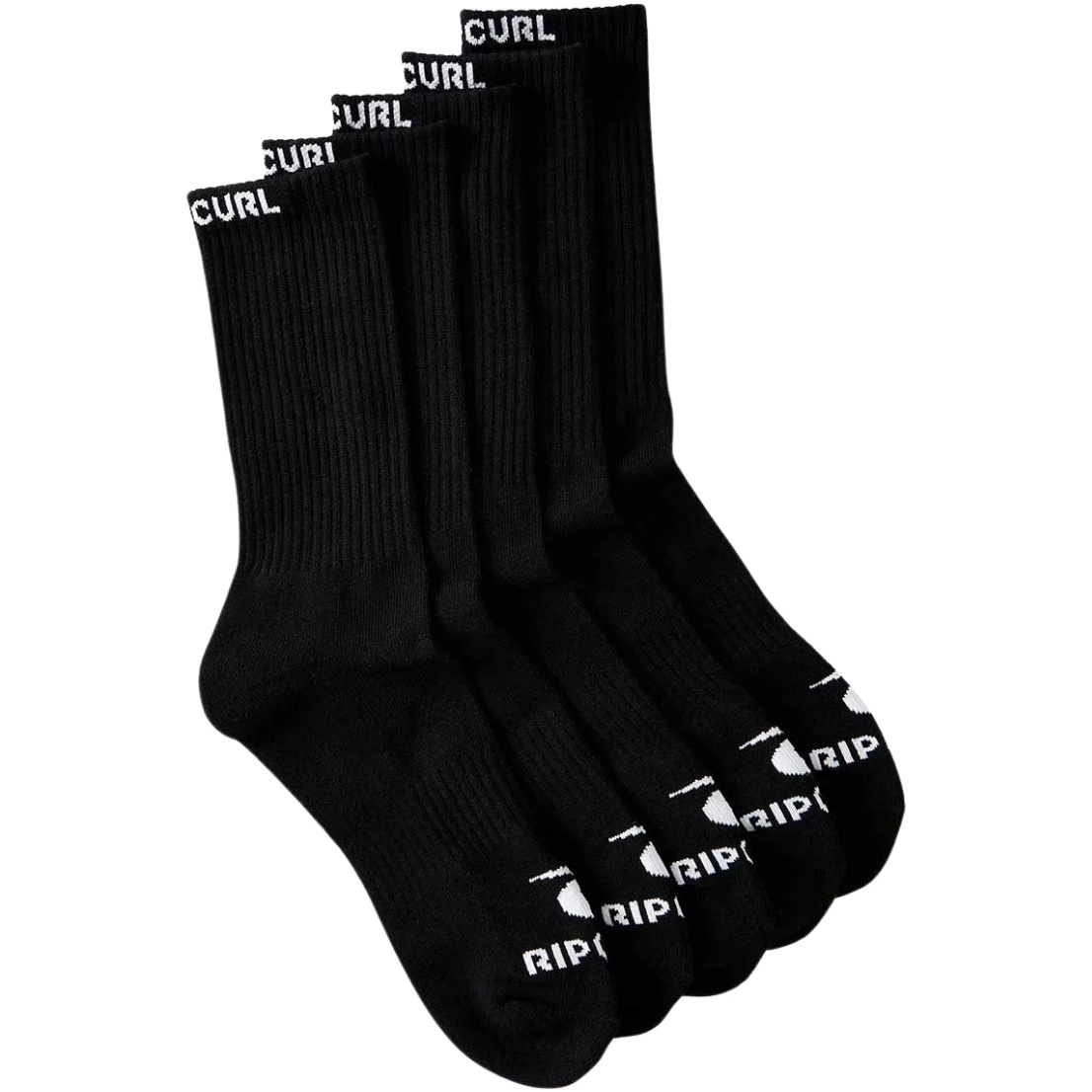 Meias Rip Curl Brand Crew 2024, Pacote Com 5 Unidades, 007MSO - Black